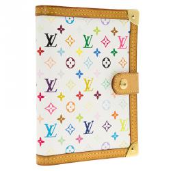 مملوكة مسبقًا مفكرة لوي فيتون حلقة صغيرة كانفاس مقوى متعددة الألوان بيضاء