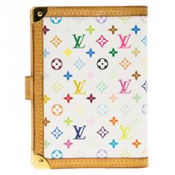 مملوكة مسبقًا مفكرة لوي فيتون حلقة صغيرة كانفاس مقوى متعددة الألوان بيضاء