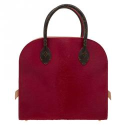 مملوكة مسبقًا حقيبة لوي فيتون وكريستيان لوبوتان شوبينغ شعر عجل وكانفاس مونوغرامي حمراء