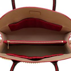 مملوكة مسبقًا حقيبة لوي فيتون وكريستيان لوبوتان شوبينغ شعر عجل وكانفاس مونوغرامي حمراء