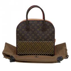 مملوكة مسبقًا حقيبة لوي فيتون وكريستيان لوبوتان شوبينغ شعر عجل وكانفاس مونوغرامي حمراء