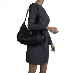 Pre Owned Louis Vuitton Black Monogram Mahina Leather XS Bag