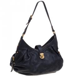 Pre Owned Louis Vuitton Black Monogram Mahina Leather XS Bag