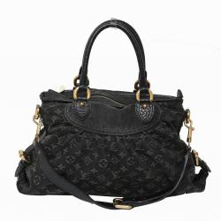 Pre Owned Louis Vuitton Black Monogram Denim Neo Cabby MM Bag
