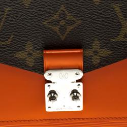 Pre Owned Louis Vuitton Orange Epi Leather Monogram Canvas Marie Rose Clutch
