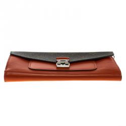 Pre Owned Louis Vuitton Orange Epi Leather Monogram Canvas Marie Rose Clutch