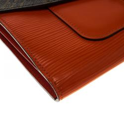 Pre Owned Louis Vuitton Orange Epi Leather Monogram Canvas Marie Rose Clutch