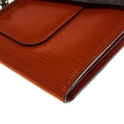 Pre Owned Louis Vuitton Orange Epi Leather Monogram Canvas Marie Rose Clutch