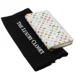 Louis Vuitton White Multicolore Monogram Canvas Zippy Wallet