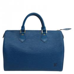 Pre Owned Louis Vuitton Toledo Blue Epi Leather Speedy 30
