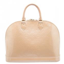 Pre Owned Louis Vuitton Beige Monogram Vernis Alma GM Bag