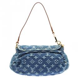 Pre Owned Louis Vuitton Blue Monogram Denim Mini Pleaty Bag
