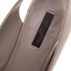 Pre Owned Louis Vuitton Beige Patent Monogram Vernis Tamara Slingback Sandals Size 39