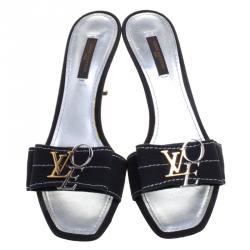 Louis Vuitton Black Canvas Love Slides Size 38