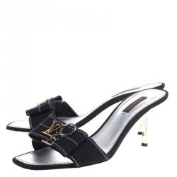 Louis Vuitton Black Canvas Love Slides Size 38