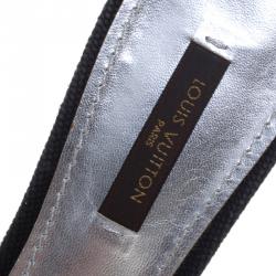 Louis Vuitton Black Canvas Love Slides Size 38
