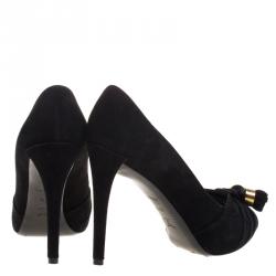 Pre Owned Louis Vuitton Black Suede Confident Pumps Size 37.5