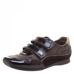 Louis Vuitton Brown Monogram Canvas and Suede Speeding Velcro Sneakers Size 39