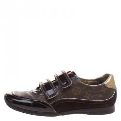 Louis Vuitton Brown Monogram Canvas and Suede Speeding Velcro Sneakers Size 39