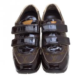 Louis Vuitton Brown Monogram Canvas and Suede Speeding Velcro Sneakers Size 39