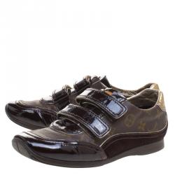 Louis Vuitton Brown Monogram Canvas and Suede Speeding Velcro Sneakers Size 39