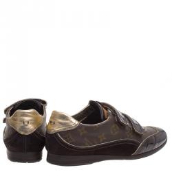 Louis Vuitton Brown Monogram Canvas and Suede Speeding Velcro Sneakers Size 39