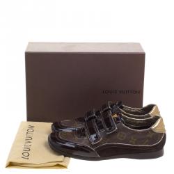 Louis Vuitton Brown Monogram Canvas and Suede Speeding Velcro Sneakers Size 39