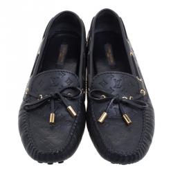 مملوكة مسبقًا حذاء فلات لوفرز لوي فيتون غلوريا جلد أسود نقشة مونوغرامية مقاس 40