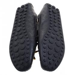 مملوكة مسبقًا حذاء فلات لوفرز لوي فيتون غلوريا جلد أسود نقشة مونوغرامية مقاس 40