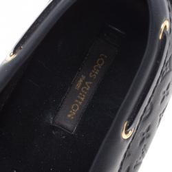 مملوكة مسبقًا حذاء فلات لوفرز لوي فيتون غلوريا جلد أسود نقشة مونوغرامية مقاس 40