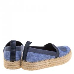 Pre Owned Louis Vuitton Blue Shore Canvas Postcard Espadrilles Size 39