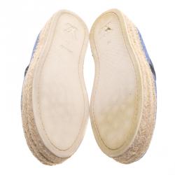 Pre Owned Louis Vuitton Blue Shore Canvas Postcard Espadrilles Size 39