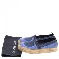 Pre Owned Louis Vuitton Blue Shore Canvas Postcard Espadrilles Size 39