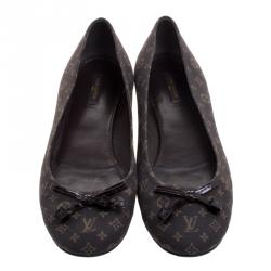 Pre Owned Louis Vuitton Brown Monogram Idylle Debbie Ballet Flats Size 41