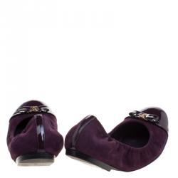 مملوكة مسبقًا Louis Vuitton Purple Suede and Leather Cap Toe Elba Ballet Flats Size 37.5