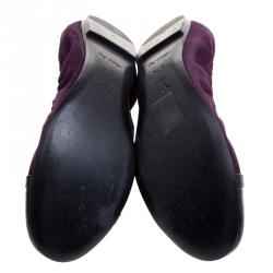 مملوكة مسبقًا Louis Vuitton Purple Suede and Leather Cap Toe Elba Ballet Flats Size 37.5