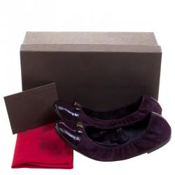 مملوكة مسبقًا Louis Vuitton Purple Suede and Leather Cap Toe Elba Ballet Flats Size 37.5