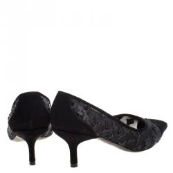مملوكة مسبقًا Louis Vuitton Black Suede and Sequin Embellished Mesh Night Call Pumps Size 37
