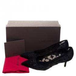 مملوكة مسبقًا Louis Vuitton Black Suede and Sequin Embellished Mesh Night Call Pumps Size 37
