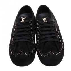 Pre Owned حذاء رياضي لوي فيتون منخفض من أعلى سويدي مرصع أسود مقاس 38