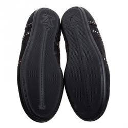 Pre Owned حذاء رياضي لوي فيتون منخفض من أعلى سويدي مرصع أسود مقاس 38