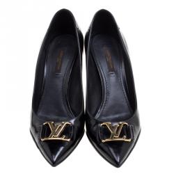 Pre Owned Louis Vuitton Black Leather Pointed Toe Pumps Size 37