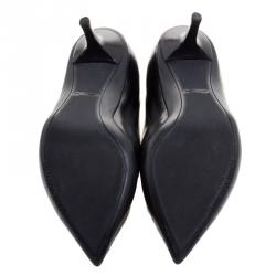 Pre Owned Louis Vuitton Black Leather Pointed Toe Pumps Size 37