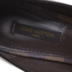 Pre Owned Louis Vuitton Damier Ebene Patent Valentine Peep Toe Pumps Size 38.5
