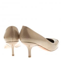 Pre Owned حذاء كعب عالي لوي فيتون الاماندا بمقدمة فيرنيه جلد لامع مونوغرامي بيج مقاس 37