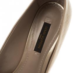 Pre Owned حذاء كعب عالي لوي فيتون الاماندا بمقدمة فيرنيه جلد لامع مونوغرامي بيج مقاس 37