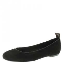 Pre Owned حذاء باليرينا فلات لوي فيتون ريفايفال سويدي أسود مقاس 37