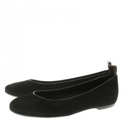 Pre Owned حذاء باليرينا فلات لوي فيتون ريفايفال سويدي أسود مقاس 37