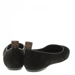 Pre Owned حذاء باليرينا فلات لوي فيتون ريفايفال سويدي أسود مقاس 37