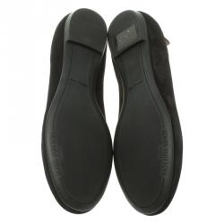 Pre Owned حذاء باليرينا فلات لوي فيتون ريفايفال سويدي أسود مقاس 37